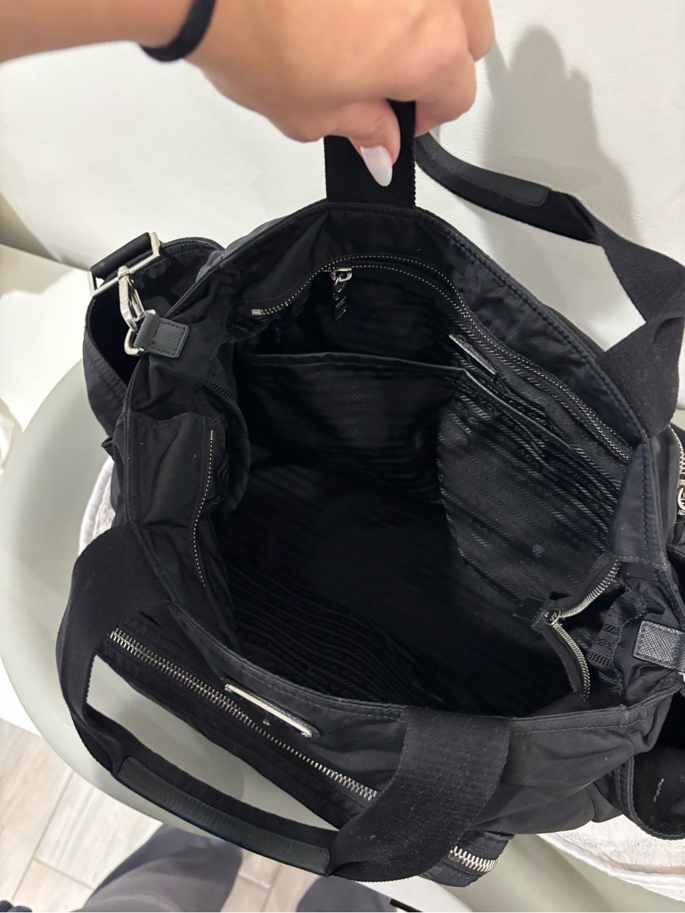 Prada Black maturnity diaper bag Nylon Shoulder Tote - Picture 3 of 4